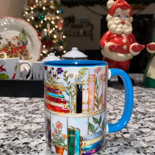 ☕Floral Bookshelf Mug