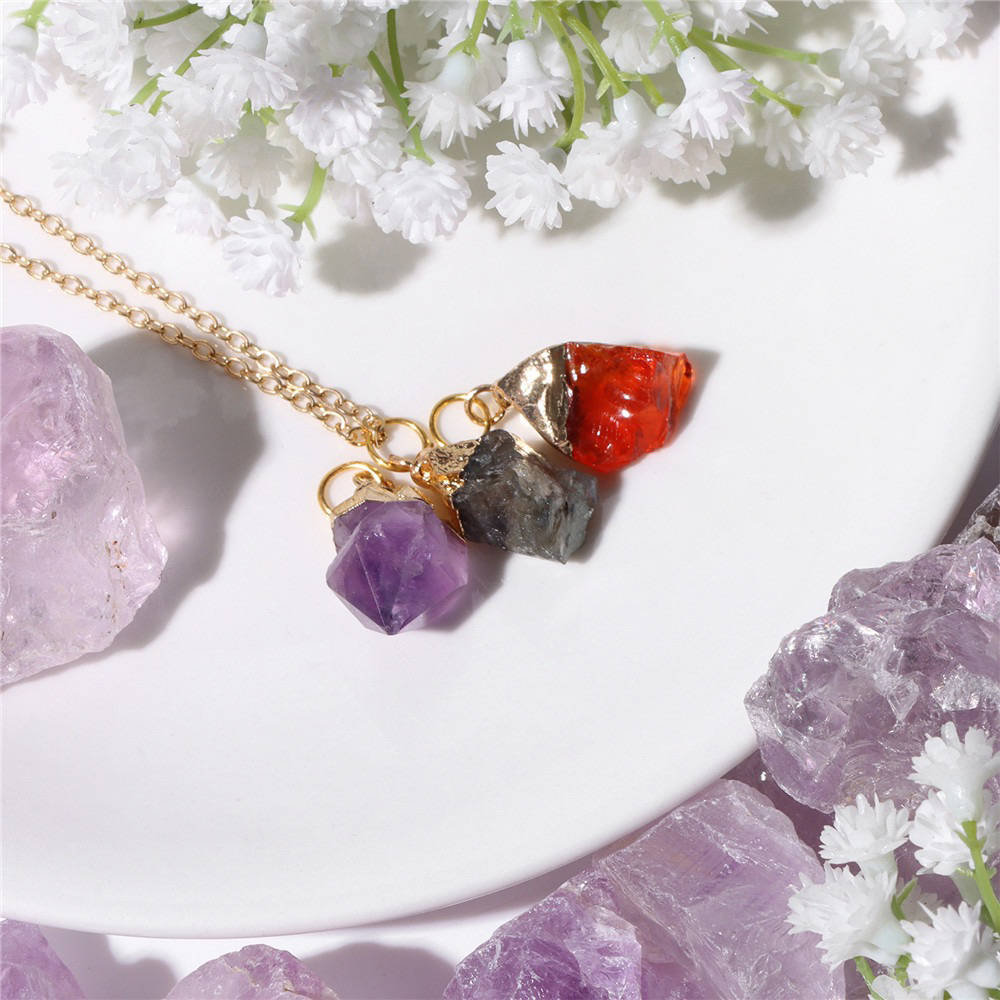 Raw Crystal Healing Gemstone Necklace 3pcs