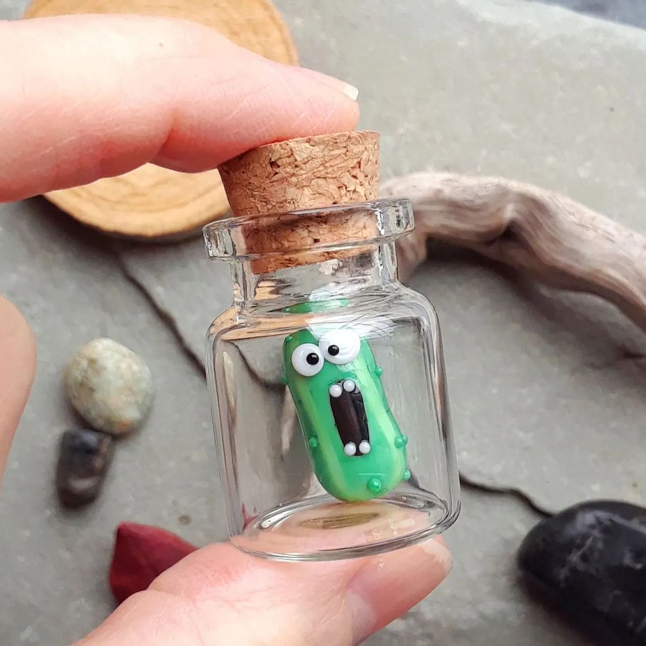 Funny Screaming Pickle in a Bottle
