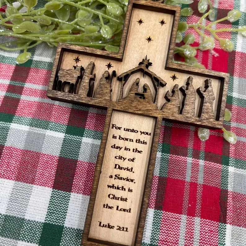🎄Nativity Cross Scripture Christmas Ornament