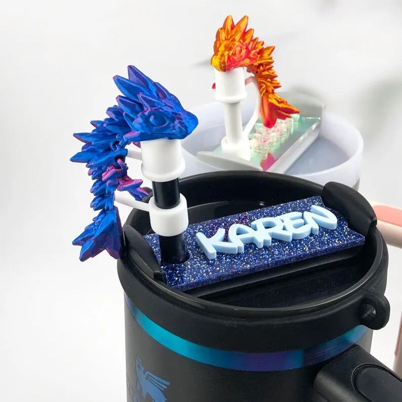 3D Printed Dragon Stanley Straw Topper