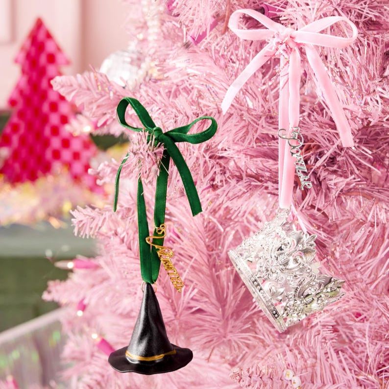 Pink & Green Witch Ornament