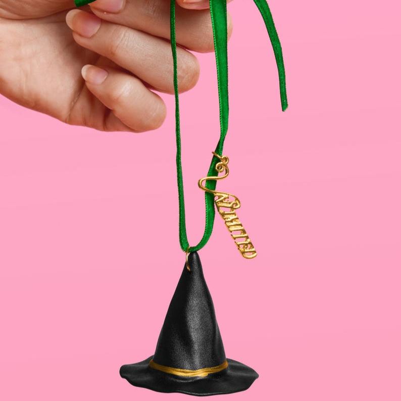 Pink & Green Witch Ornament