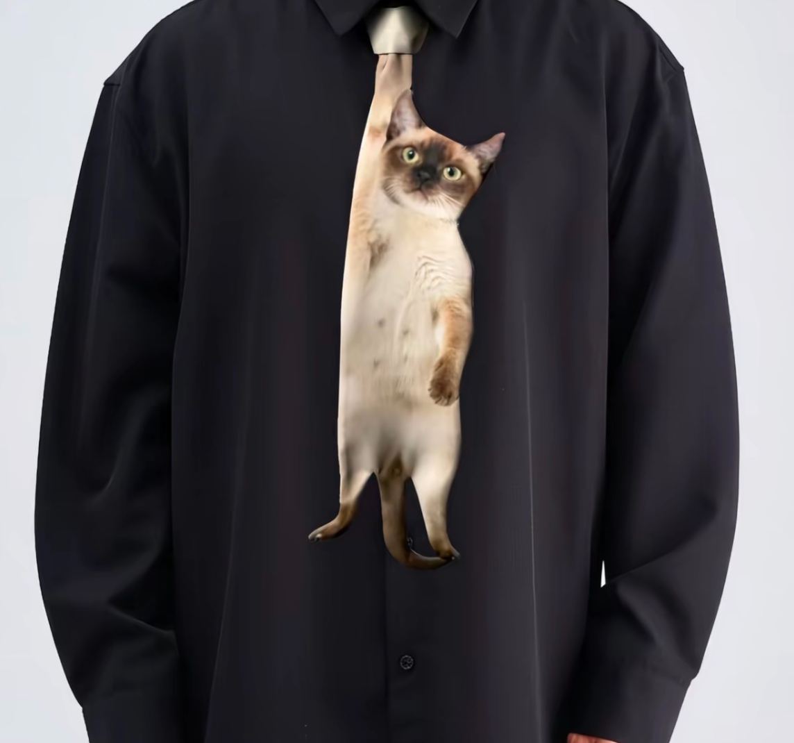 Cute Realistic Cat Tie