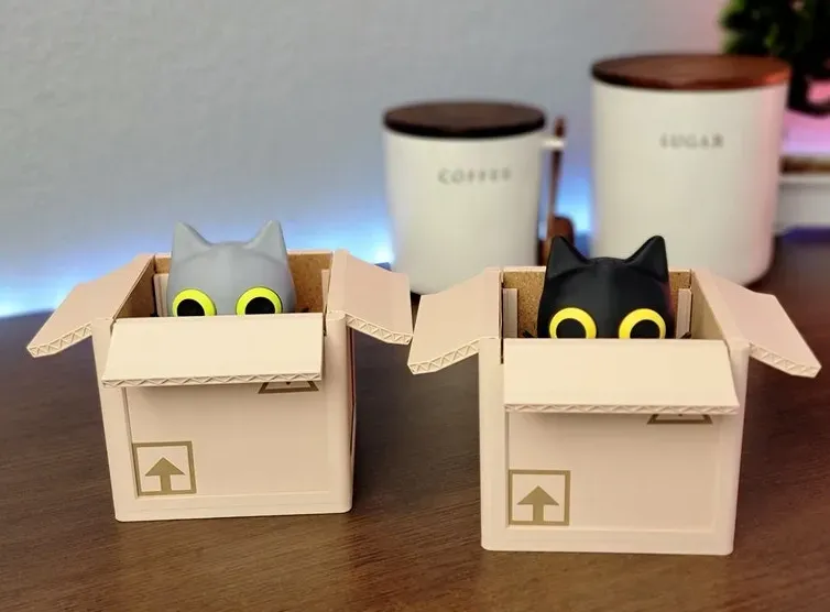 3D 打印可爱猫咪盒式杯垫套装