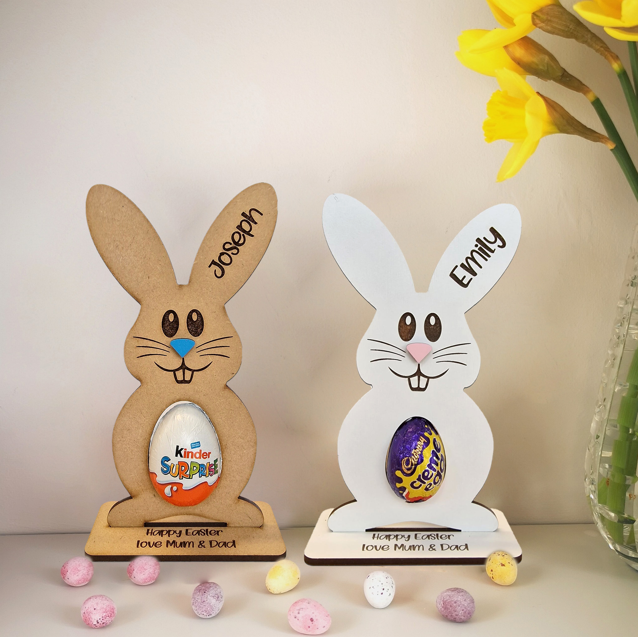 Personalised Easter Egg--Bunny Treat Kinder Hunt Gifts Kid Boy Girl