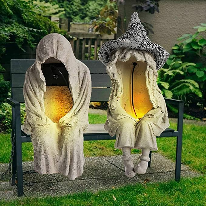 😈Lámpara de Energía Solar Witch Ghoul de Halloween