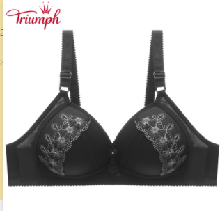 Embroidered bra without underwire thin mold cup adjusting middle-aged underwear
