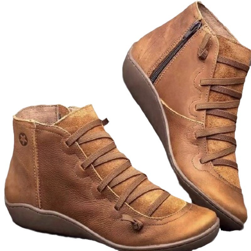 British style work shoes Martin boots women's large size high top fashion short boots casual women's boots