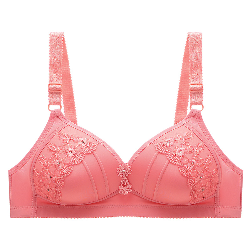 Embroidered bra without underwire thin mold cup adjusting middle-aged underwear