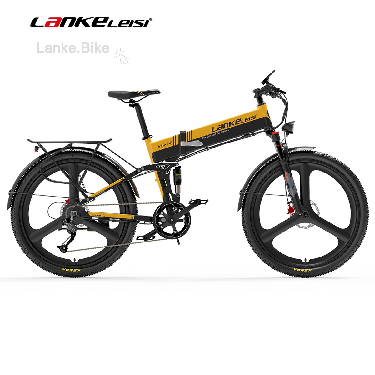 LANKELEISI XT750 SPORTS 500W 26" Foldable Electric Mountain Bike with 12.8Ah Battery - Hydraulic Disc Brakes & Shimano 9-Speed