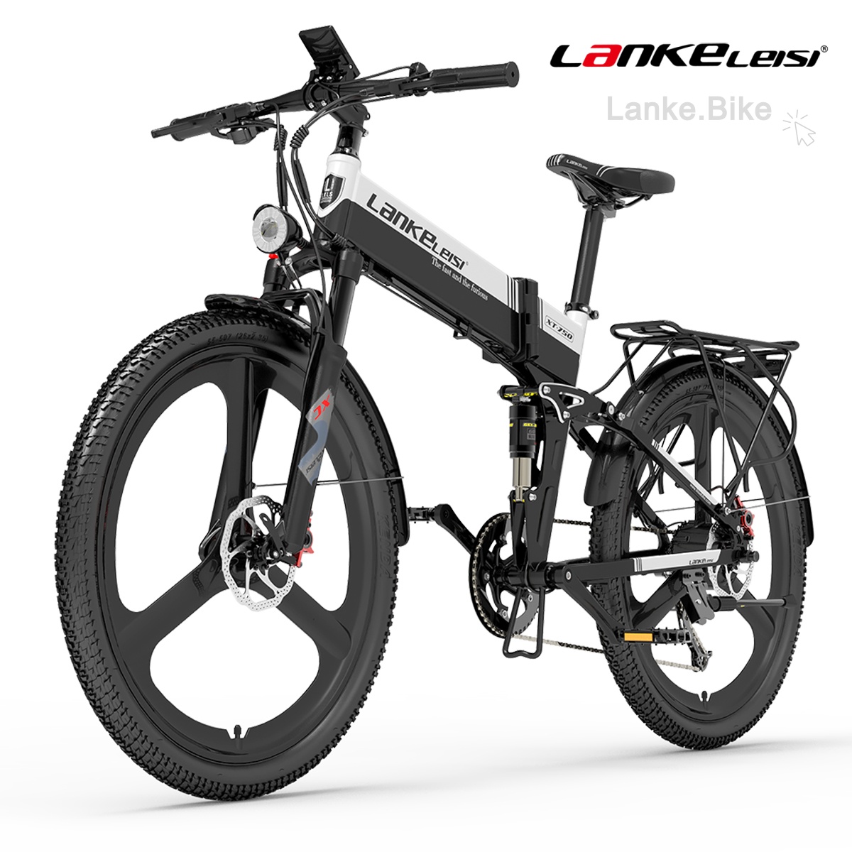 LANKELEISI XT750 SPORTS 500W 26" Foldable Electric Mountain Bike with 12.8Ah Battery - Hydraulic Disc Brakes & Shimano 9-Speed