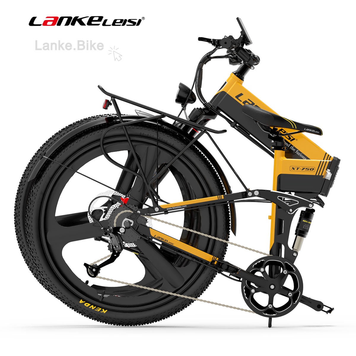 LANKELEISI XT750 SPORTS 500W 26" Foldable Electric Mountain Bike with 12.8Ah Battery - Hydraulic Disc Brakes & Shimano 9-Speed