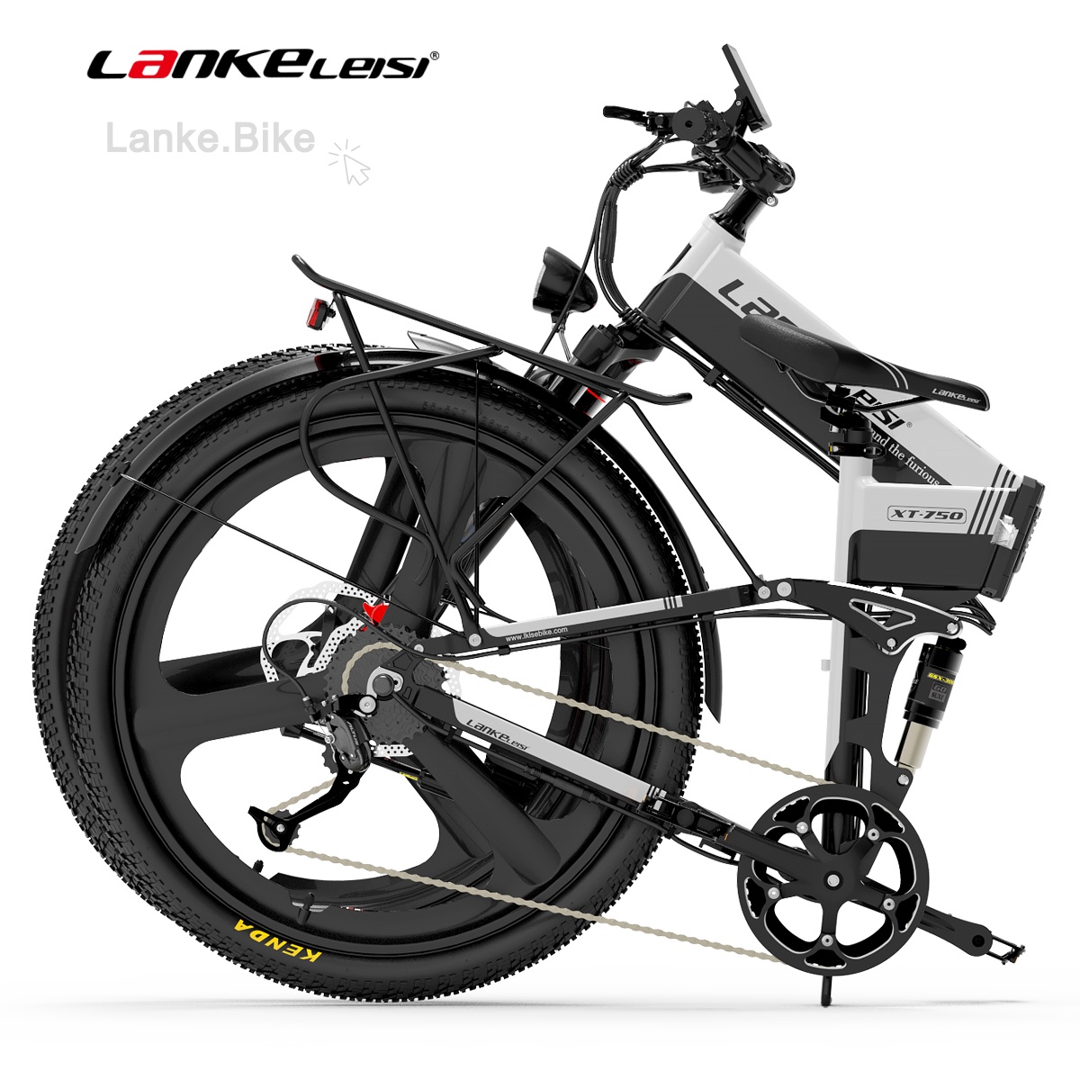 LANKELEISI XT750 SPORTS 500W 26" Foldable Electric Mountain Bike with 12.8Ah Battery - Hydraulic Disc Brakes & Shimano 9-Speed