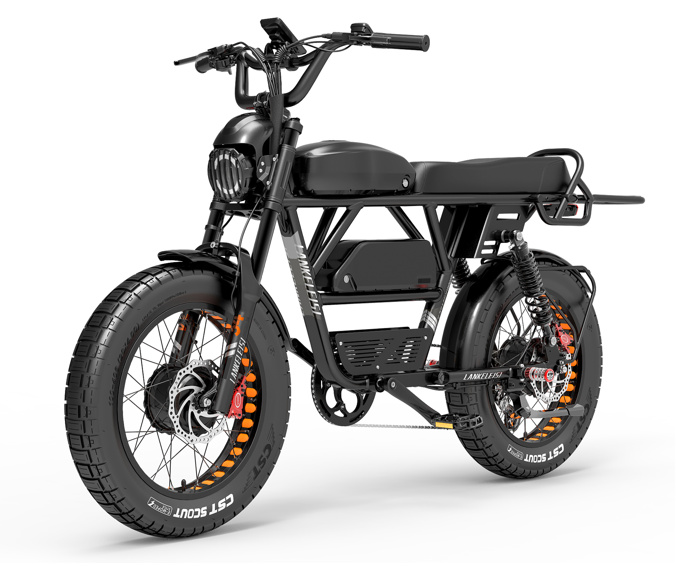 LANKELEISI X-BLACK KINGHT 20" Electric Fat Tire Bike - 1000W Dual Motor, 48V Lithium Battery, Shimano 7-Speed, High Performance for Off-Road & Urban Riding