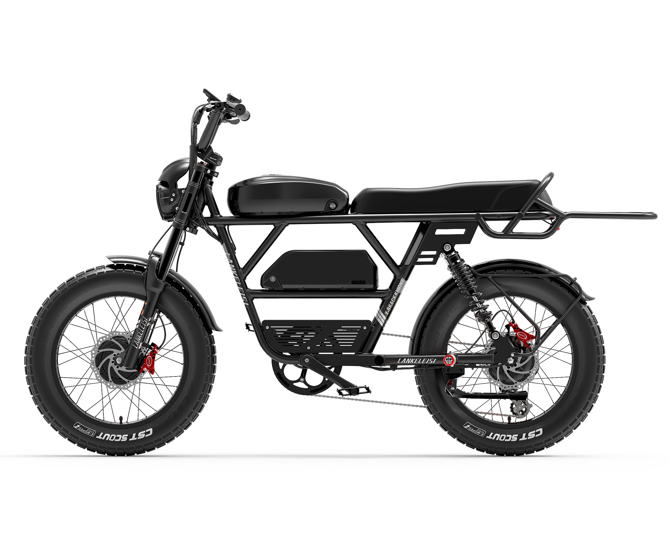 LANKELEISI X-BLACK KINGHT 20" Electric Fat Tire Bike - 1000W Dual Motor, 48V Lithium Battery, Shimano 7-Speed, High Performance for Off-Road & Urban Riding