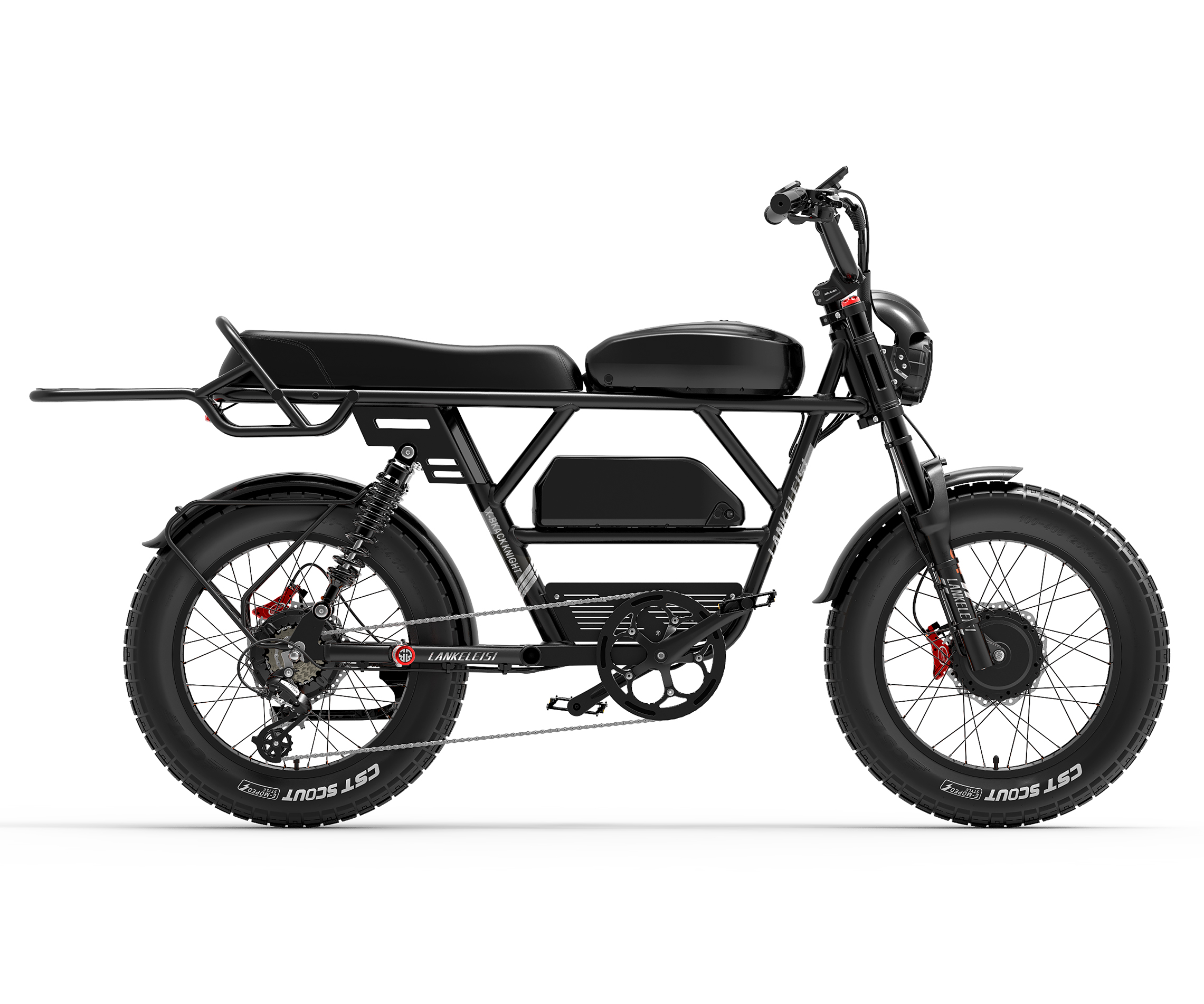 LANKELEISI X-BLACK KINGHT 20" Electric Fat Tire Bike - 1000W Dual Motor, 48V Lithium Battery, Shimano 7-Speed, High Performance for Off-Road & Urban Riding