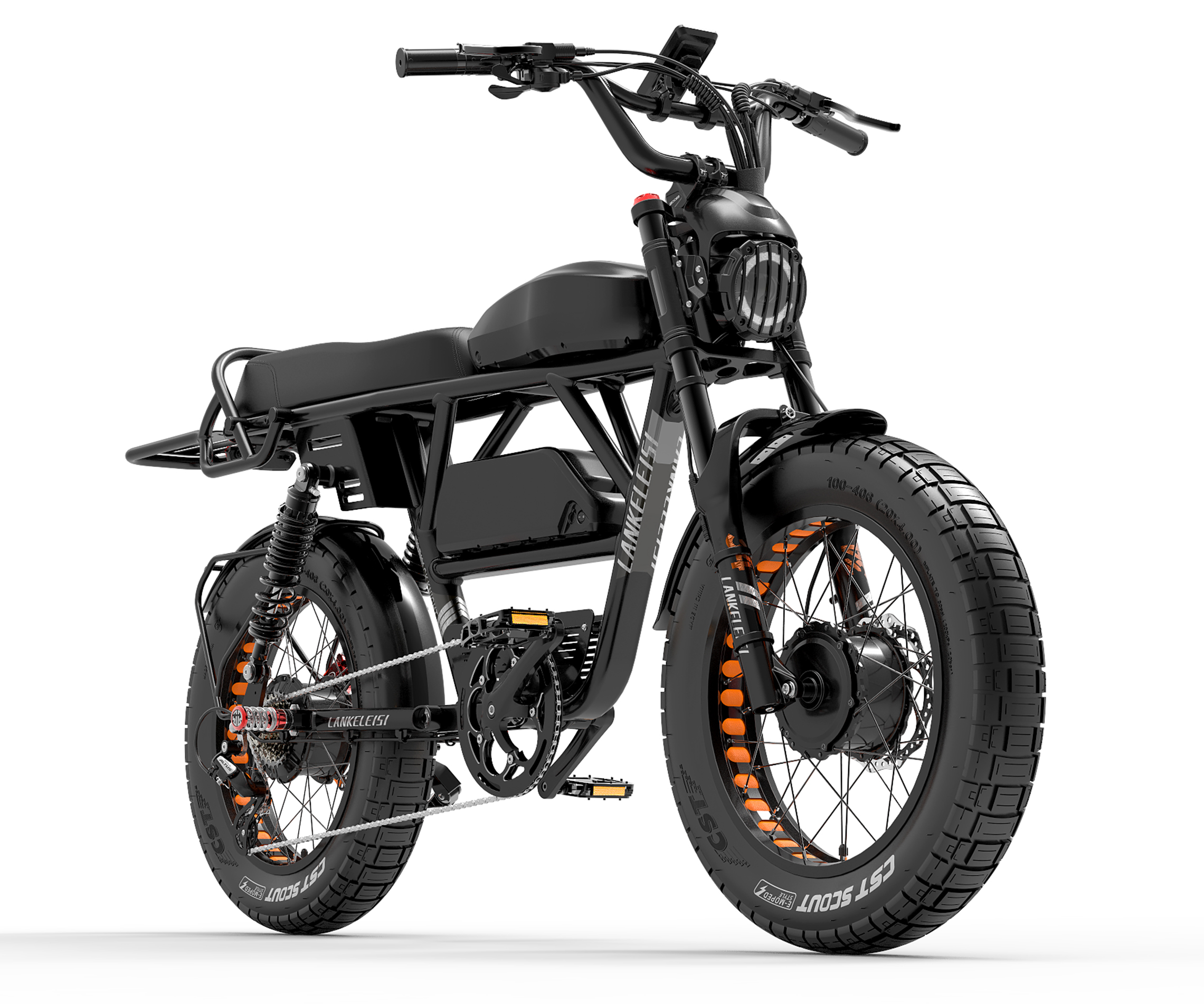 LANKELEISI X-BLACK KINGHT 20" Electric Fat Tire Bike - 1000W Dual Motor, 48V Lithium Battery, Shimano 7-Speed, High Performance for Off-Road & Urban Riding