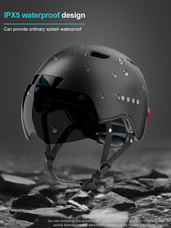 Bluetooth Calling Smart Helmet with Built-in Driving Recorder Camera, Detachable Visor,Turn Signal Taillight, for Urban Commuter