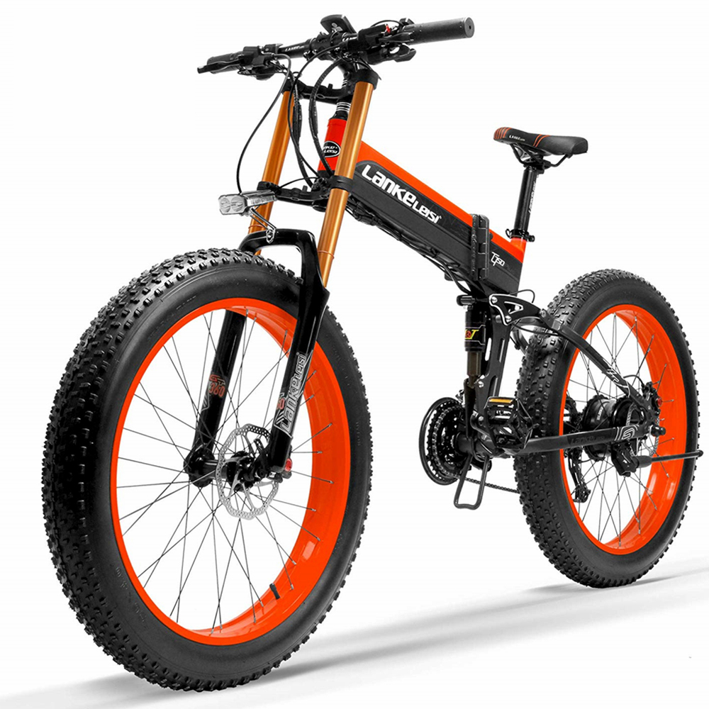 T750Plus Electric Mountain Bike, Snow Bike with 5 Level Pedal Assist, 1000W Powerful Motor, 48V Lithium Battery, Fork Upgrade