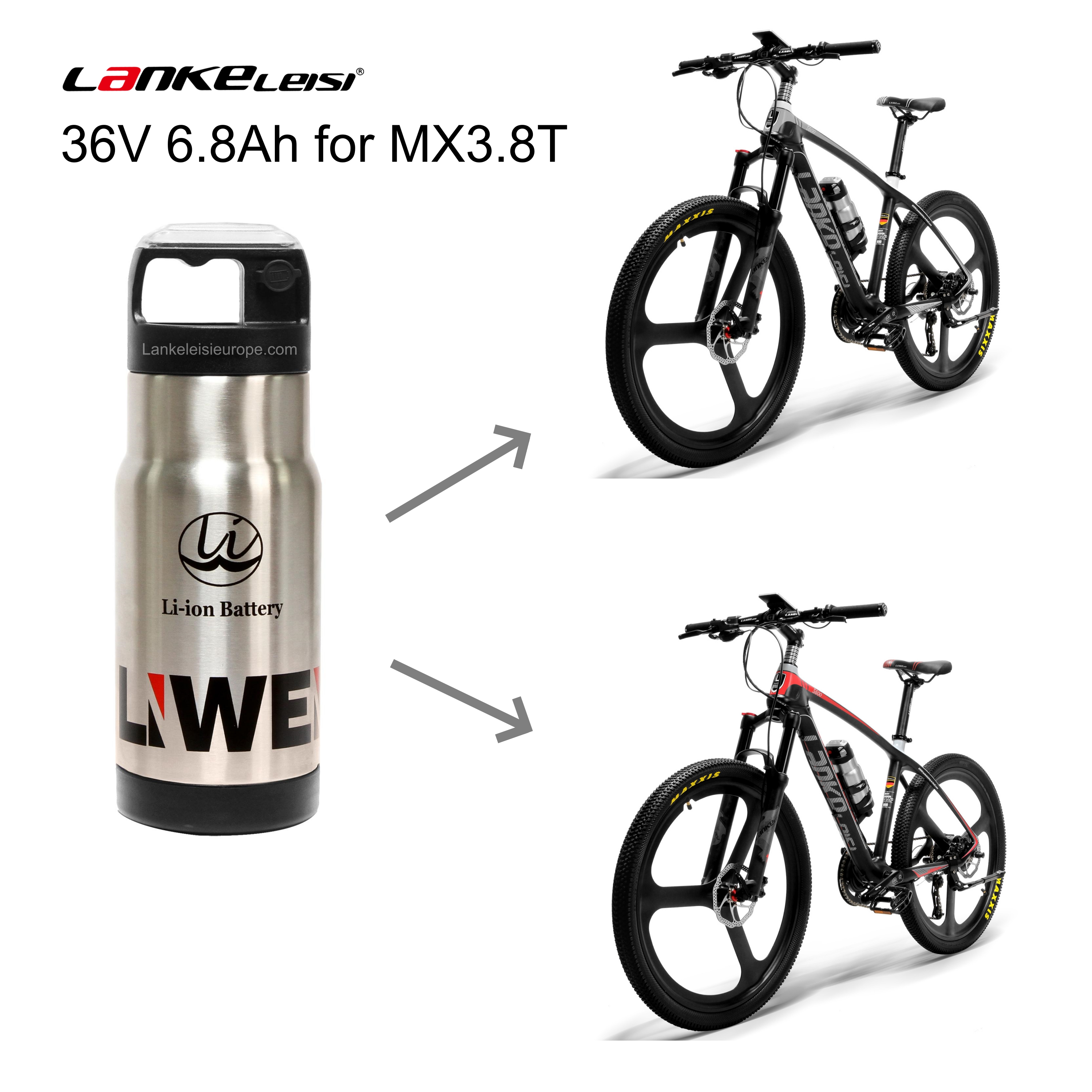 Official 36V 6.8Ah Lithium Battery for Lankeleisi Electric Bicycles - Specifically Designed for S600, T8+, and MX3.8T Models