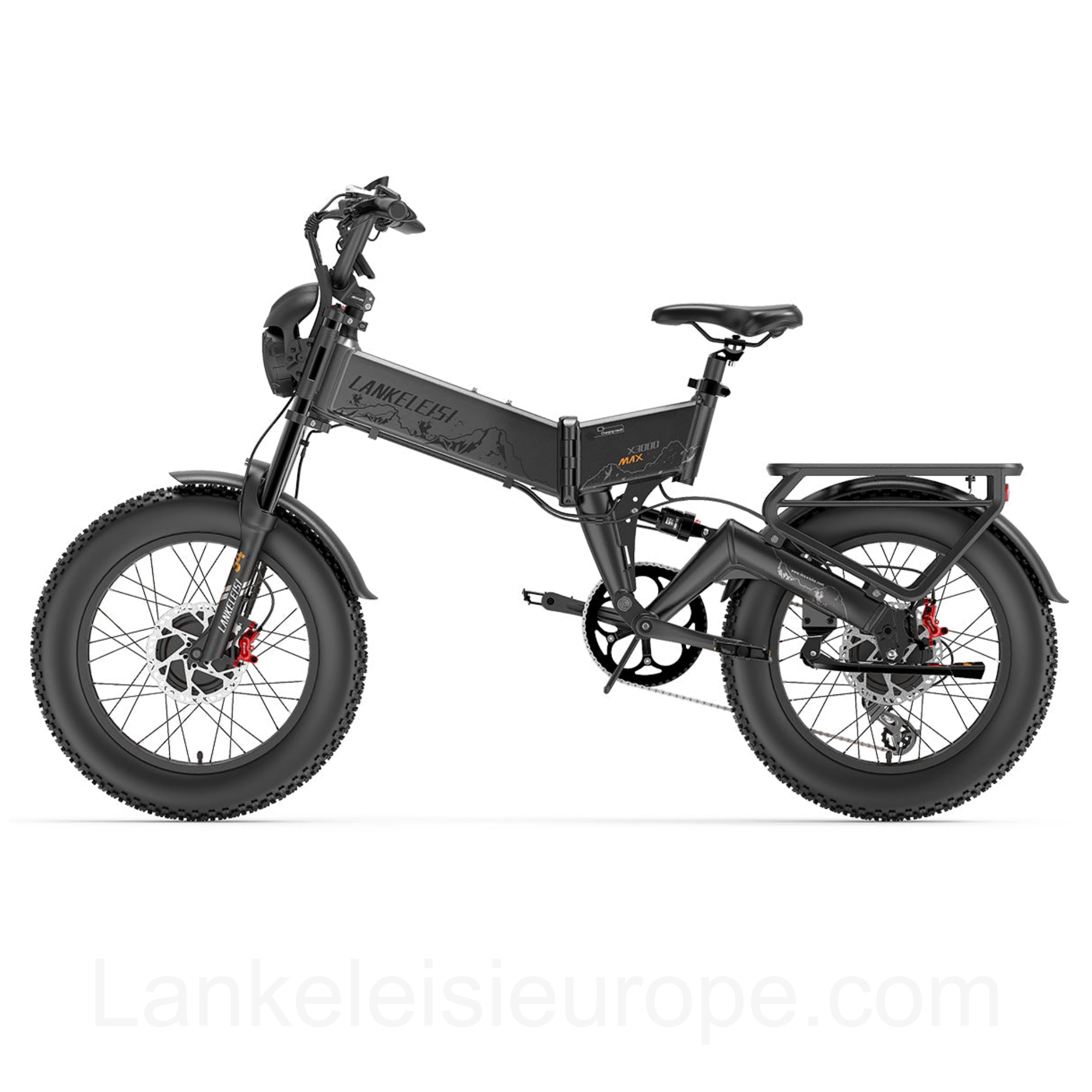 LANKELEISI X3000 MAX 2000W Dual Motor Folding Electric Bike | 48V 20Ah Samsung Battery | 20" Fat Tire Full Suspension E-MTB