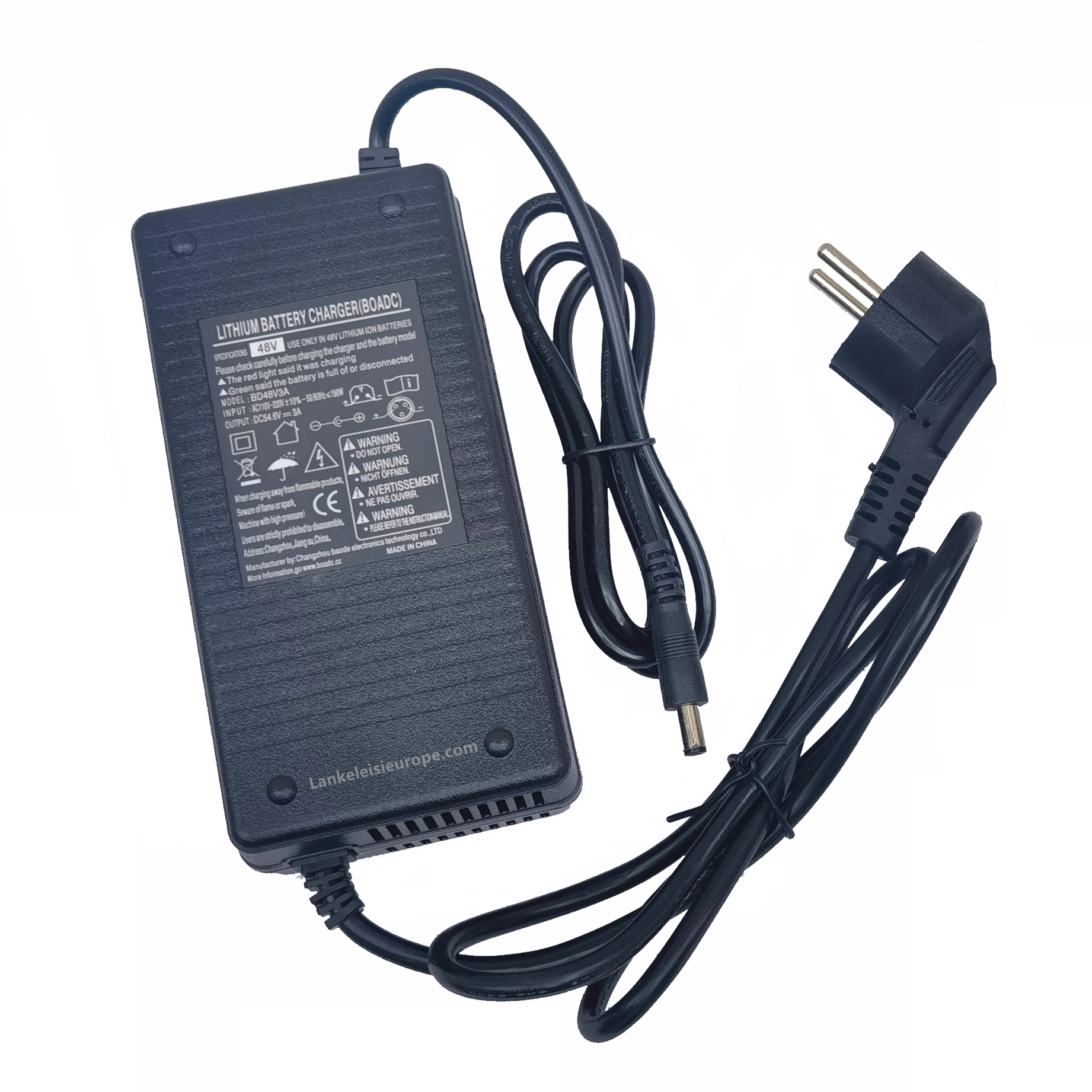 48V 3A Battery Charger for Lankeleisi Electric Bike Lithium Battery,  UK/EU/US Type Plug, Output: DC 54.6V 3A