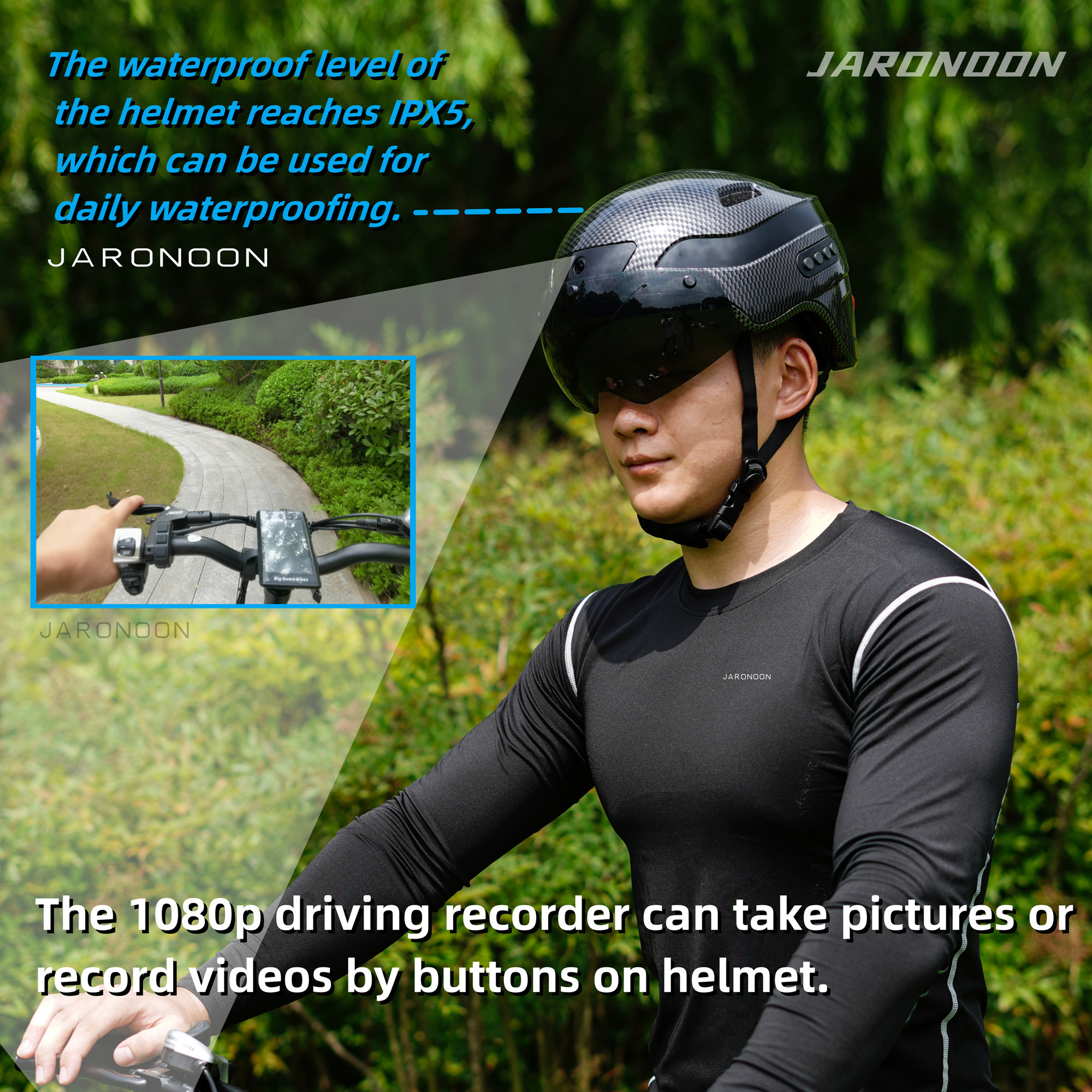 Upgraded 1080P HD Built-in Camera Bluetooth Calling Smart Helmet, with Detachable Visor,Turn Signal Taillight