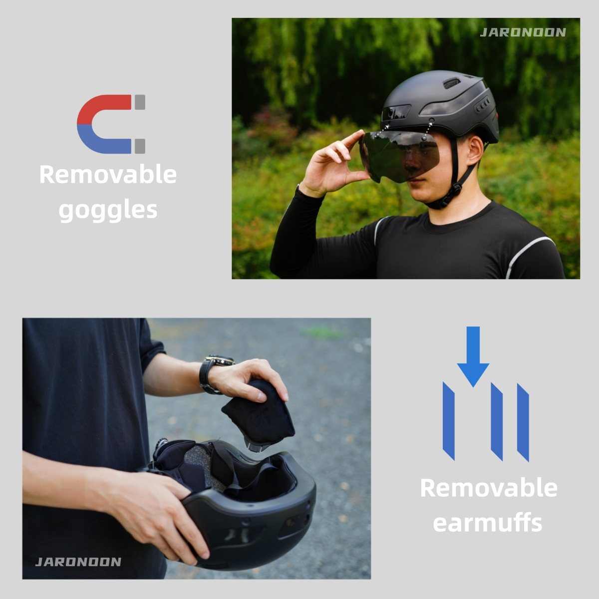 Upgraded 1080P HD Built-in Camera Bluetooth Calling Smart Helmet, with Detachable Visor,Turn Signal Taillight