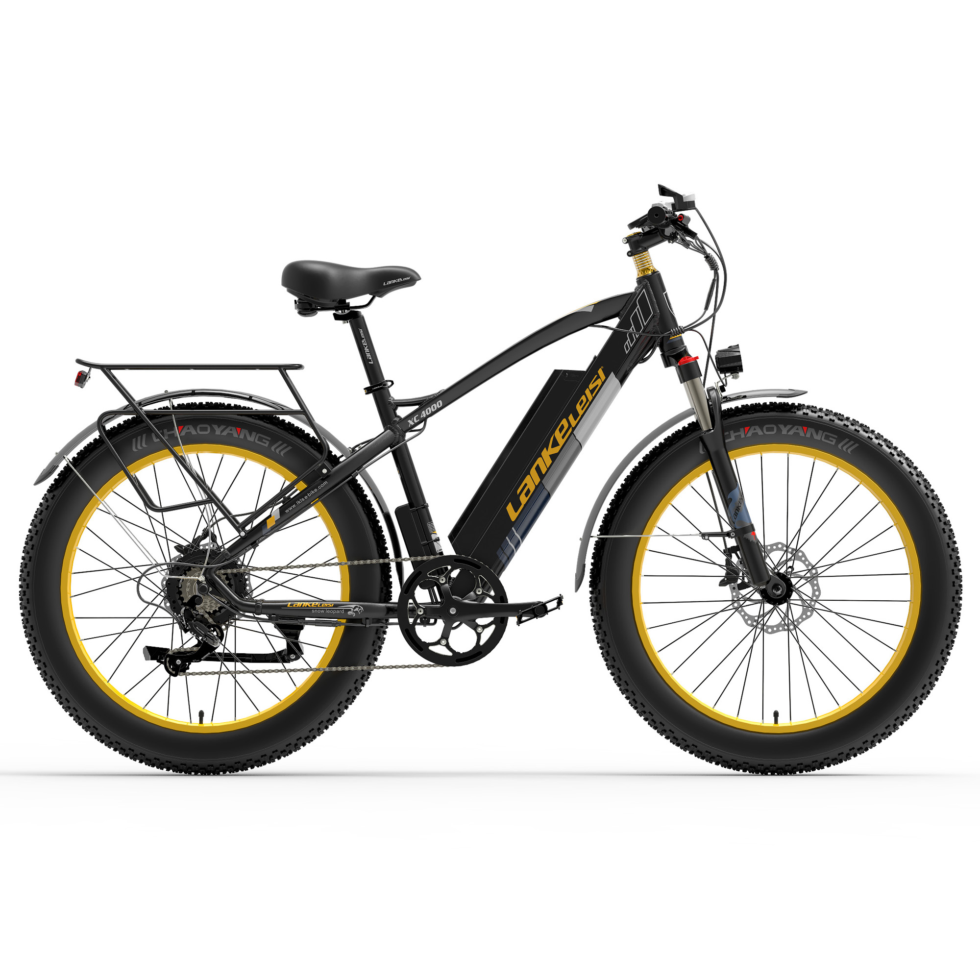 XC4000 1000W 48V Electric Bike, 26 Inch Snow Bike Fat Tire Bicycle, Front & Rear Hydraulic Disc Brake