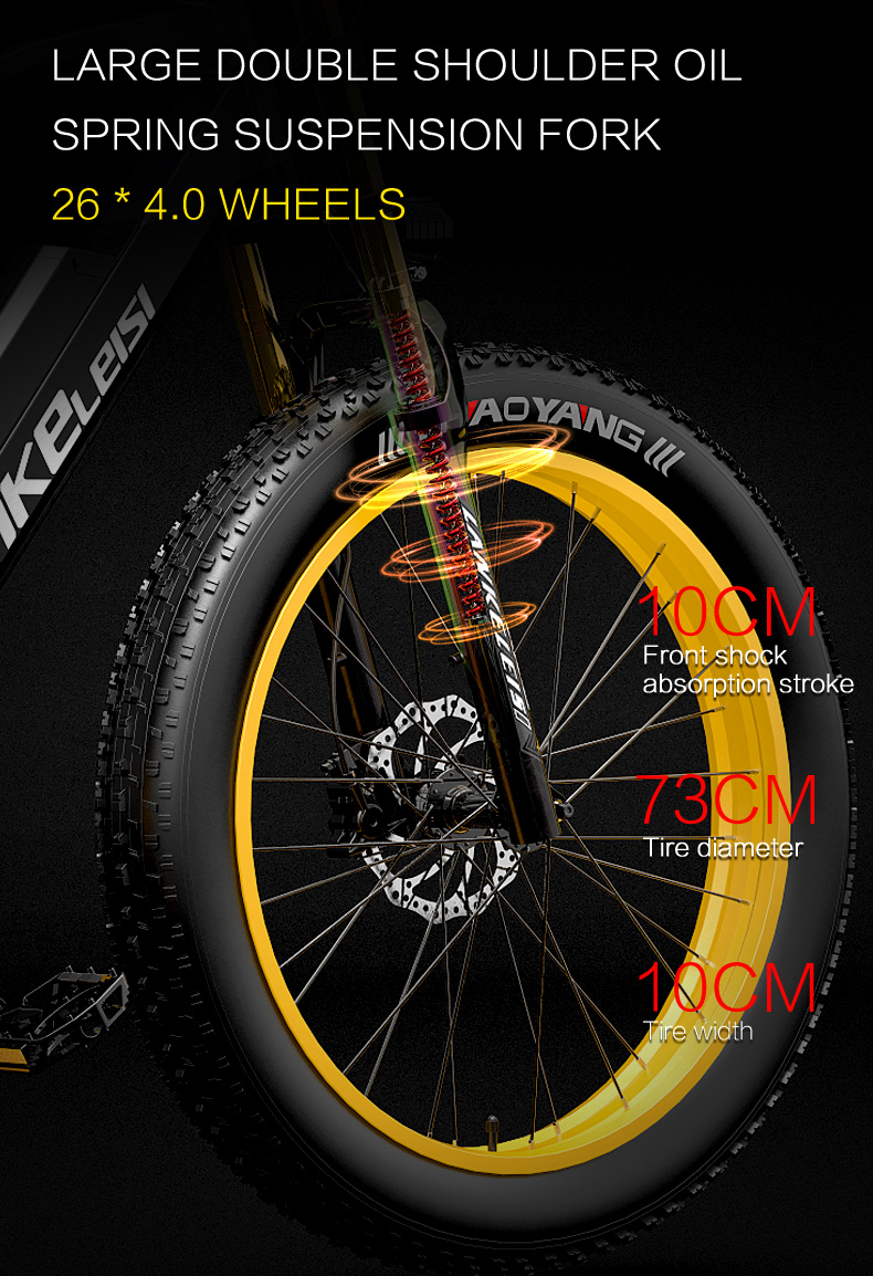 RV700 1000W 48V 16Ah Powerful Electric Bicycle 26 Inch Beach Bike Mountain Bike Upgraded Oil Spring Downhill Fork Dual Suspension