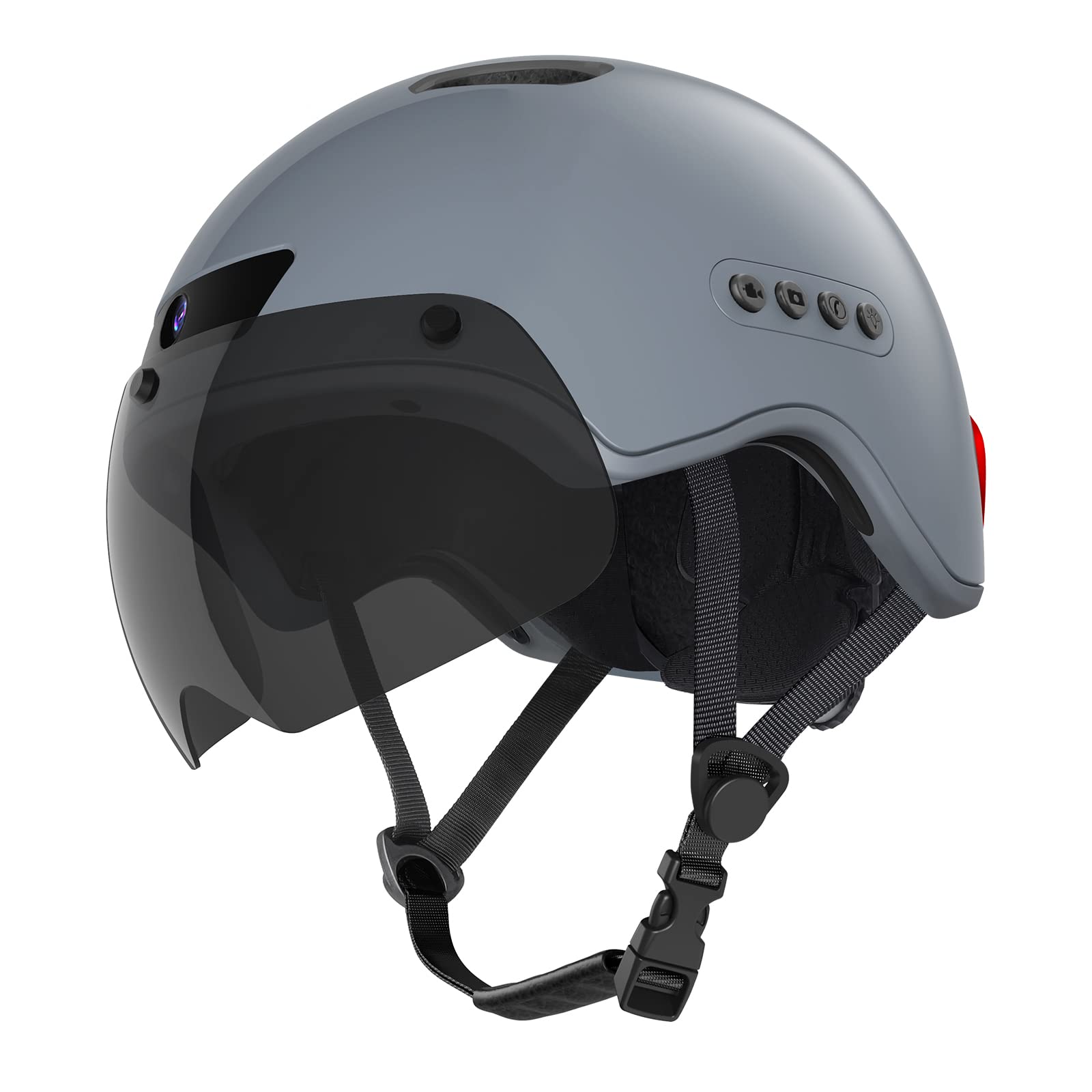 Bluetooth Calling Smart Helmet with Built-in Driving Recorder Camera, Detachable Visor,Turn Signal Taillight, for Urban Commuter