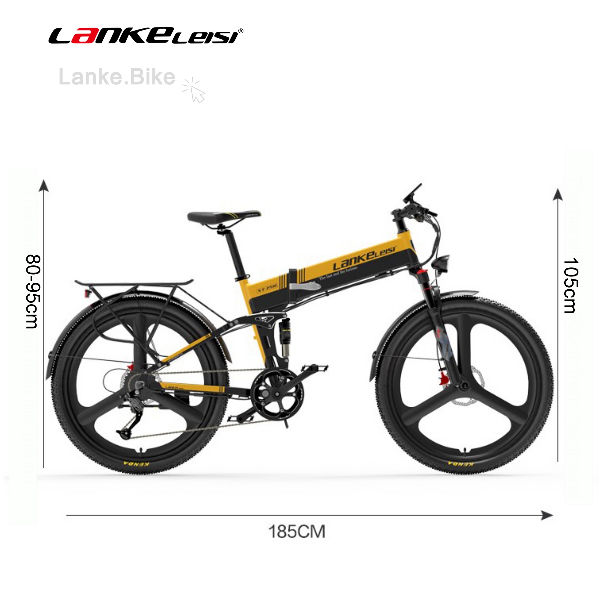 LANKELEISI XT750 SPORTS 500W 26" Foldable Electric Mountain Bike with 12.8Ah Battery - Hydraulic Disc Brakes & Shimano 9-Speed