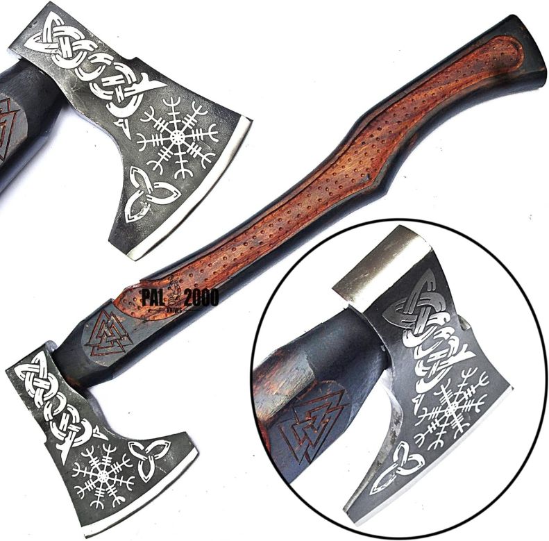 Axa vikingă din oțel carbon handmade, topor tactic, cel mai bun cadou pentru el