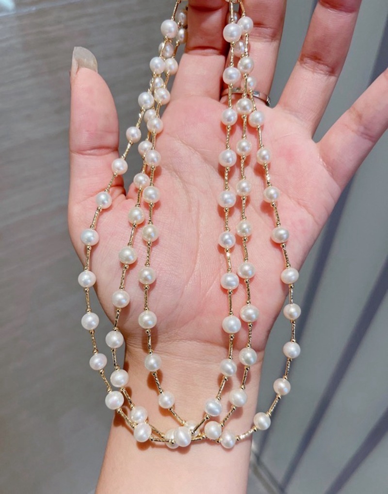 📿Gėlavandenių perlų karoliai 18k paauksuoti📿