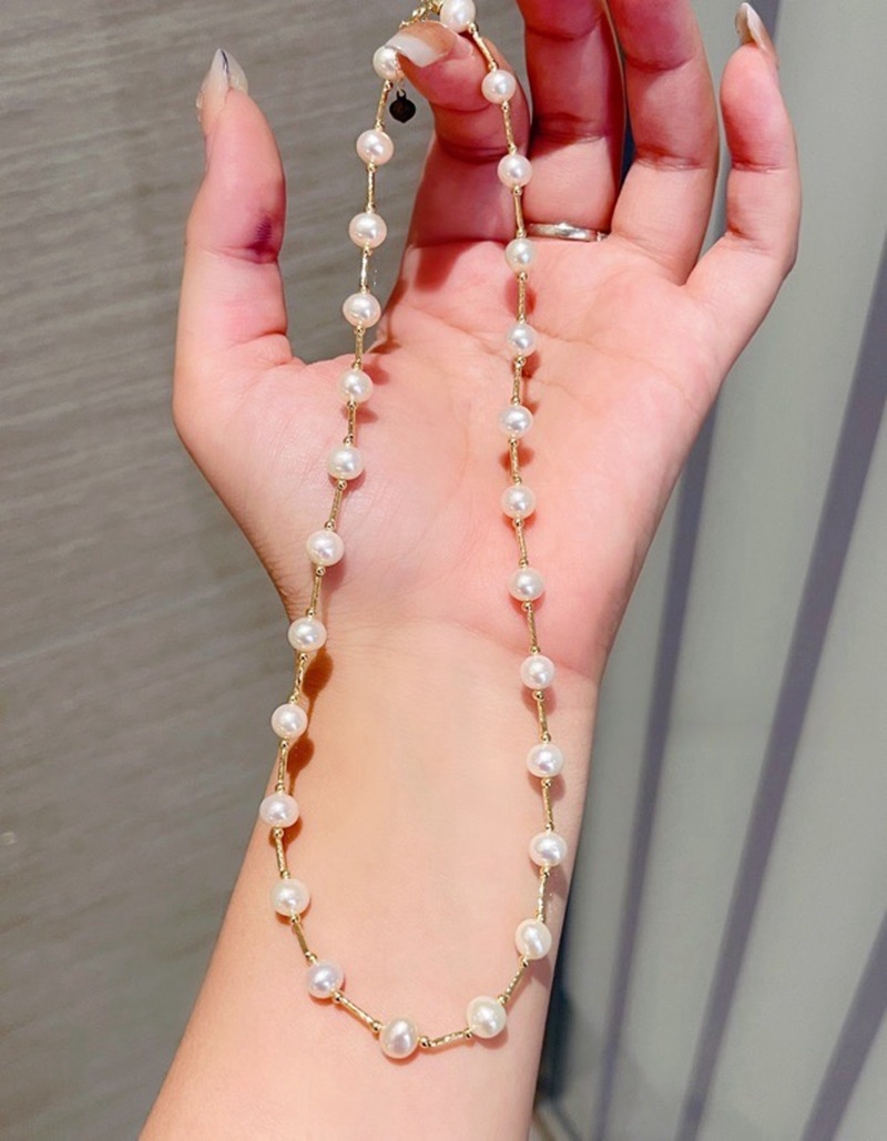 📿Gėlavandenių perlų karoliai 18k paauksuoti📿