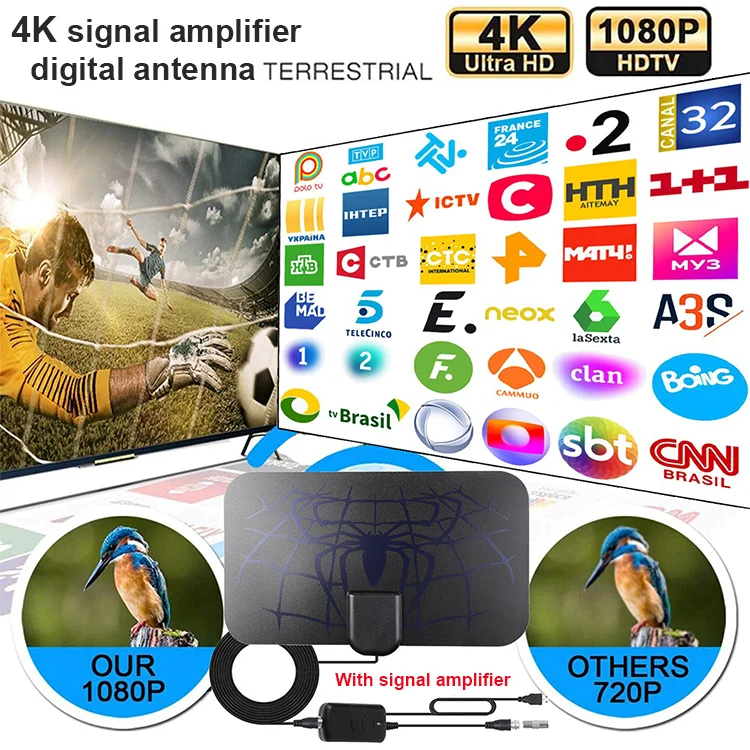 🔥Spider Model Noua antenă HDTV cu fir 4K (cip 5G, 🌎 disponibil pentru utilizare globală)