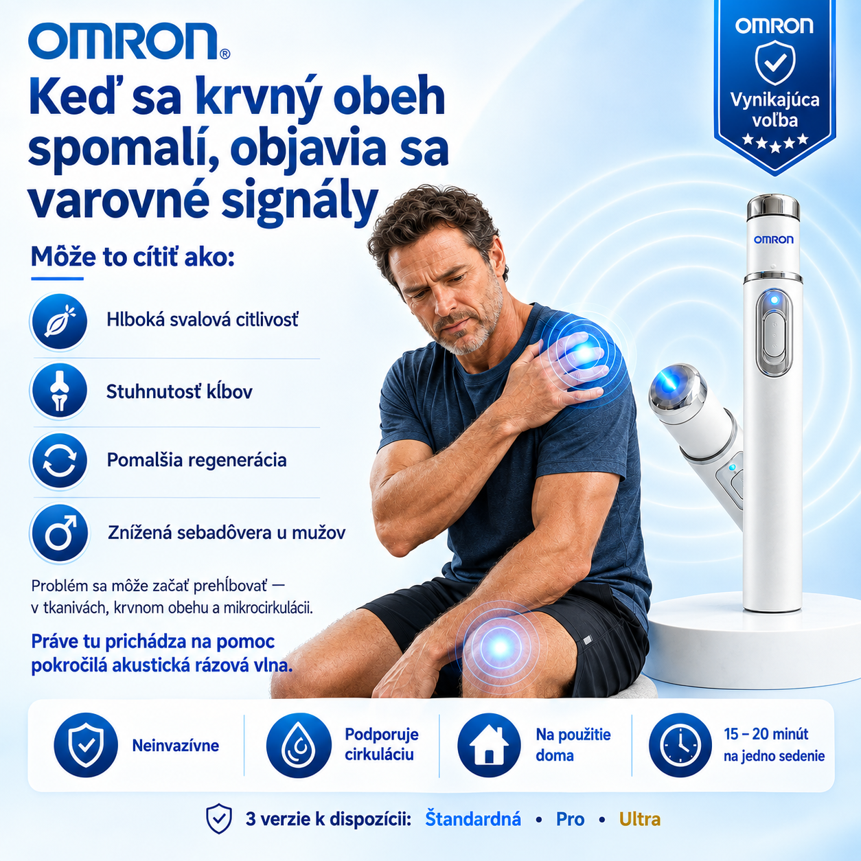 Pokročilá terapia akustickou rázovou vlnou obnovuje zdravie tkanív penisu, zvyšuje pevnosť erekcie, výdrž a sebavedomie mužov a zároveň zmierňuje bolesti svalov, stuhnutosť kĺbov a bolesti šliach.