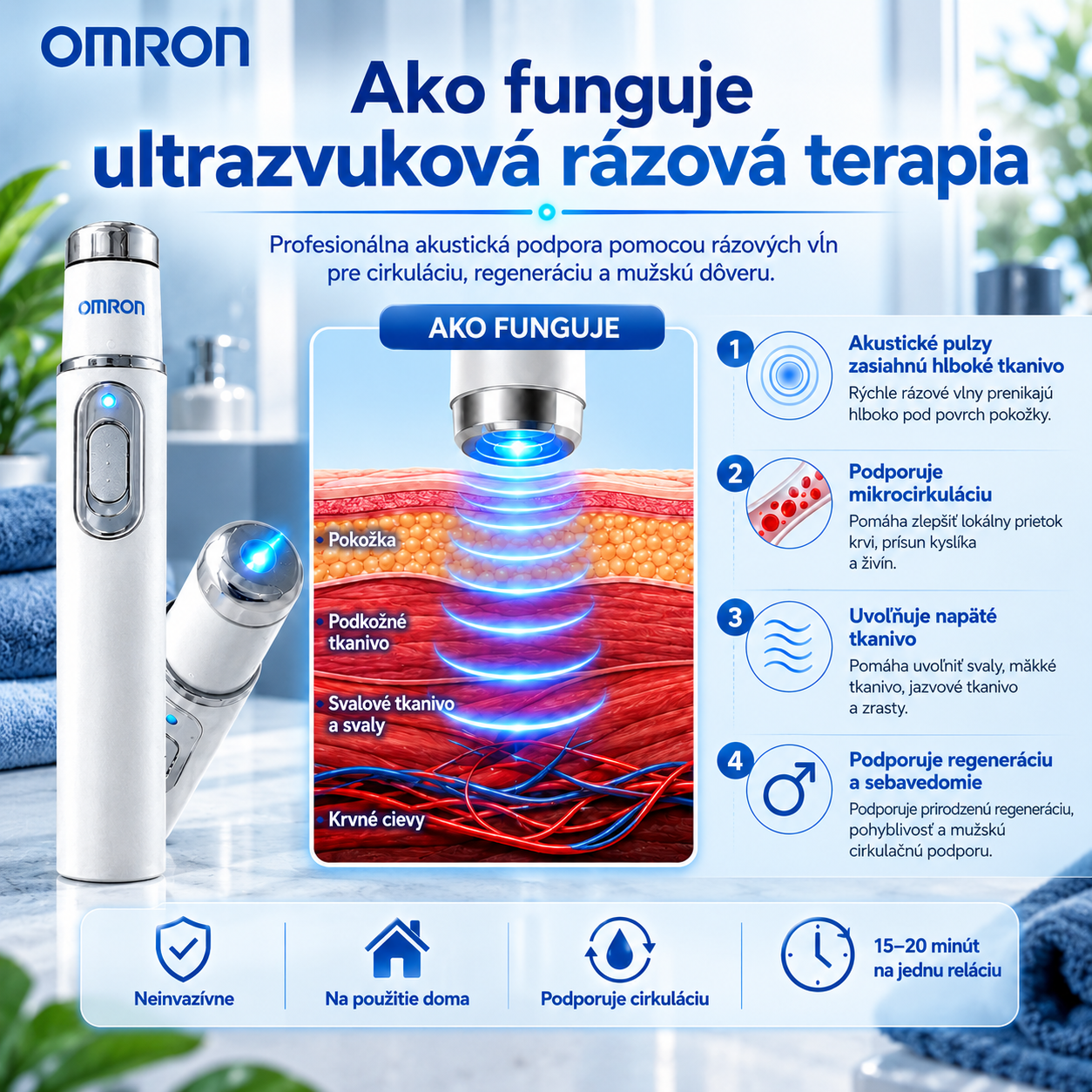Pokročilá terapia akustickou rázovou vlnou obnovuje zdravie tkanív penisu, zvyšuje pevnosť erekcie, výdrž a sebavedomie mužov a zároveň zmierňuje bolesti svalov, stuhnutosť kĺbov a bolesti šliach.