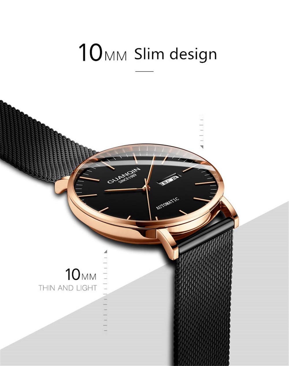 ⌚GUANQIN vyriškas analoginis mados paprasto dizaino japoniškas „Miyoda 8205 Movement“ automatinis odinis laikrodis