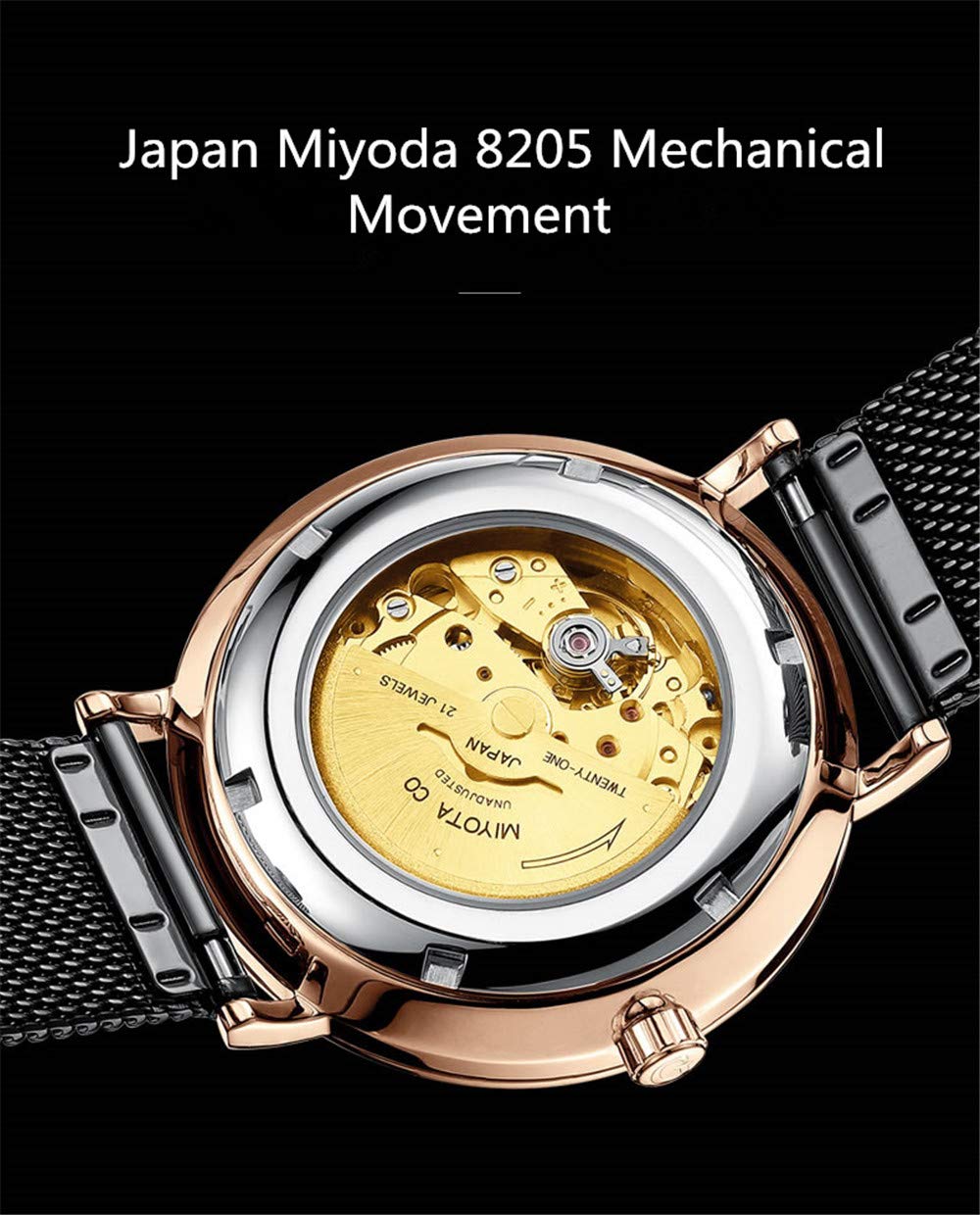 ⌚GUANQIN vyriškas analoginis mados paprasto dizaino japoniškas „Miyoda 8205 Movement“ automatinis odinis laikrodis