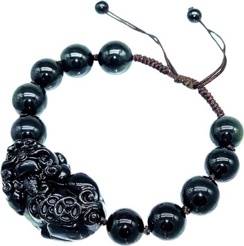 🔮Brățară Feng Shui Obsidian Wealth Femei Bărbați Cadou - Pixiu aduce noroc și prosperitate