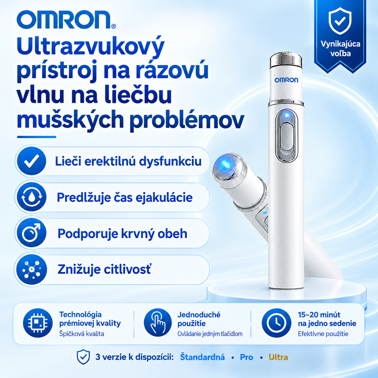 Pokročilá terapia akustickou rázovou vlnou obnovuje zdravie tkanív penisu, zvyšuje pevnosť erekcie, výdrž a sebavedomie mužov a zároveň zmierňuje bolesti svalov, stuhnutosť kĺbov a bolesti šliach.