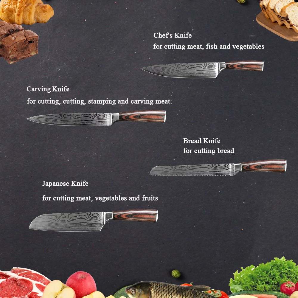 Set di coltelli da 8 pezzi Coltello da cucina Coltello in acciaio inossidabile