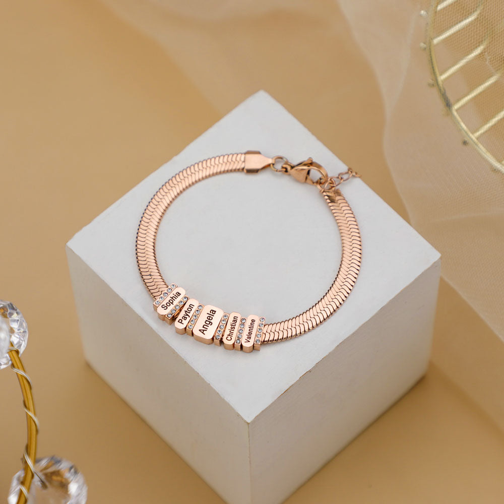 🤩Lanțuri în formă de șarpe pentru bărbați, cu margele personalizate de familie de diamante