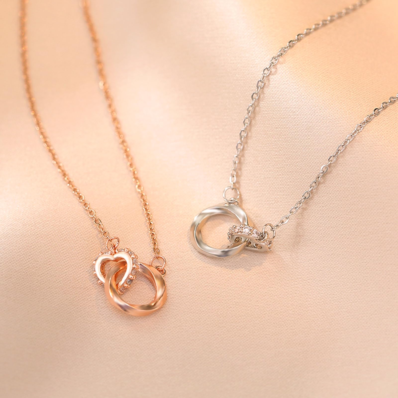 🔮Colier cu inel dublu Swarovski Möbius❤Vânzare limitată în întreaga lume fără garanție💎