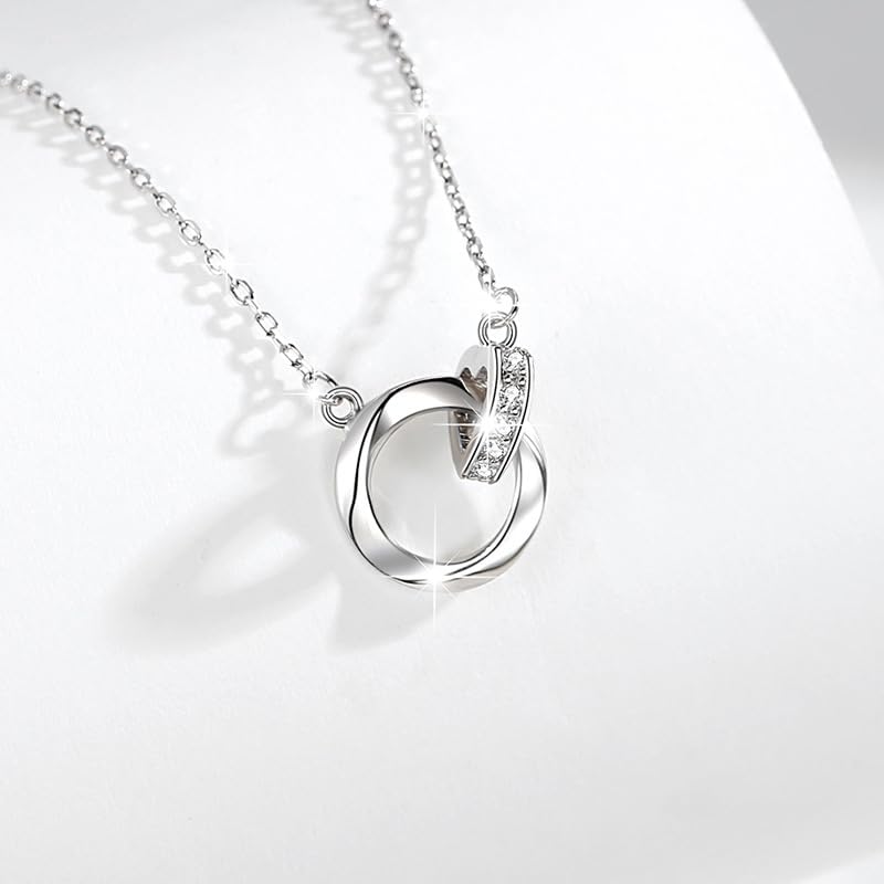 🔮Colier cu inel dublu Swarovski Möbius❤Vânzare limitată în întreaga lume fără garanție💎