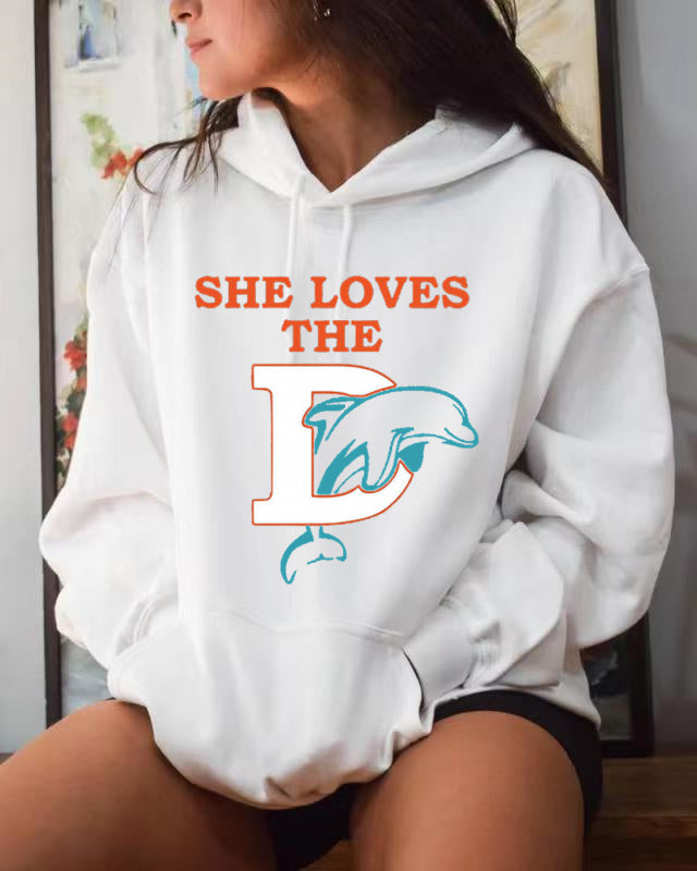 She Loves The Dolphins Football Hoodie