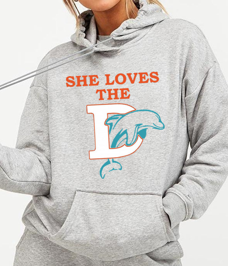 She Loves The Dolphins Football Hoodie