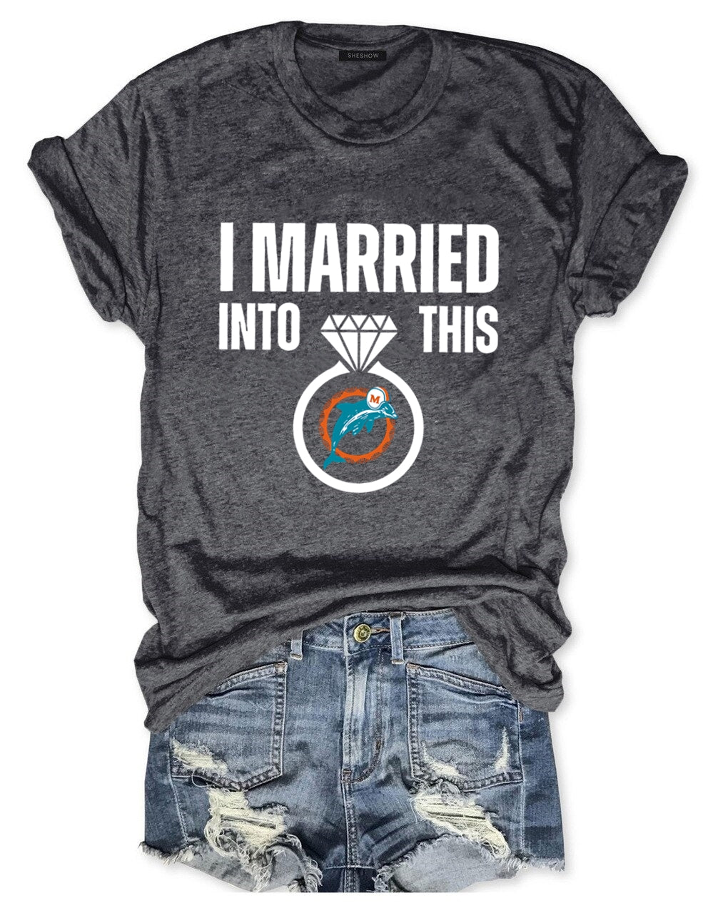 I Married Into This Dolphins Football T-Shirt